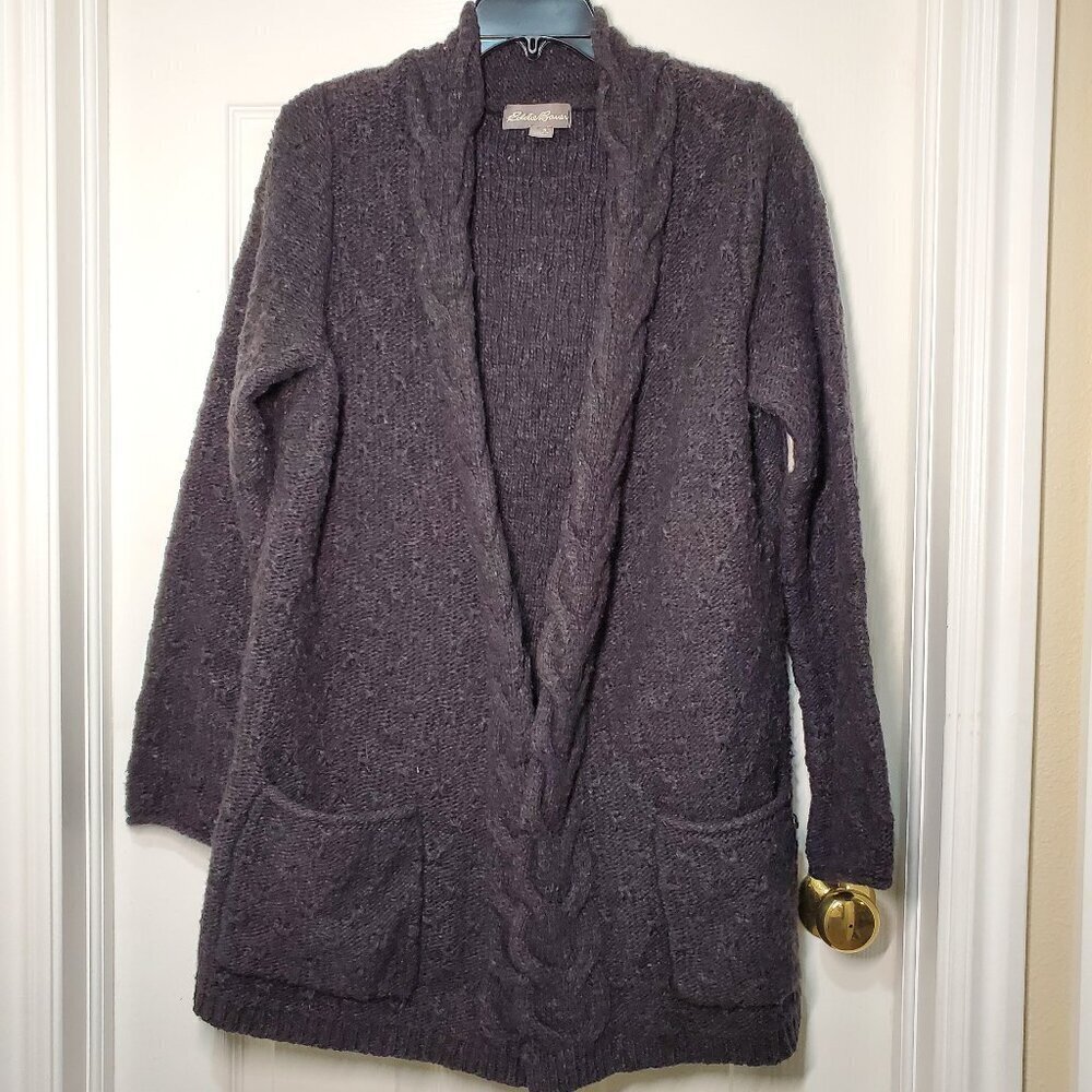 Eddie Bauer Womens Petite Large Wool Blend Sweater – Braided Knit Detail Size L